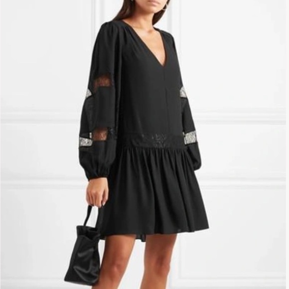 Elizabeth and James Leslie Dress Lace Trimmed Georgette Mini Dress Women's - Picture 1 of 12